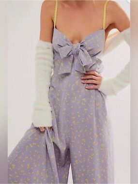 Free People Lavender Jumpsuit with Yellow Accents
